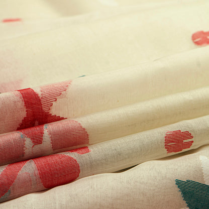 Off White Dhakai Jamdani Muslin Silk Saree For Party Wear PV MJ 167 - Dhakai Jamdhani - Panjavarnam PV MJ 167