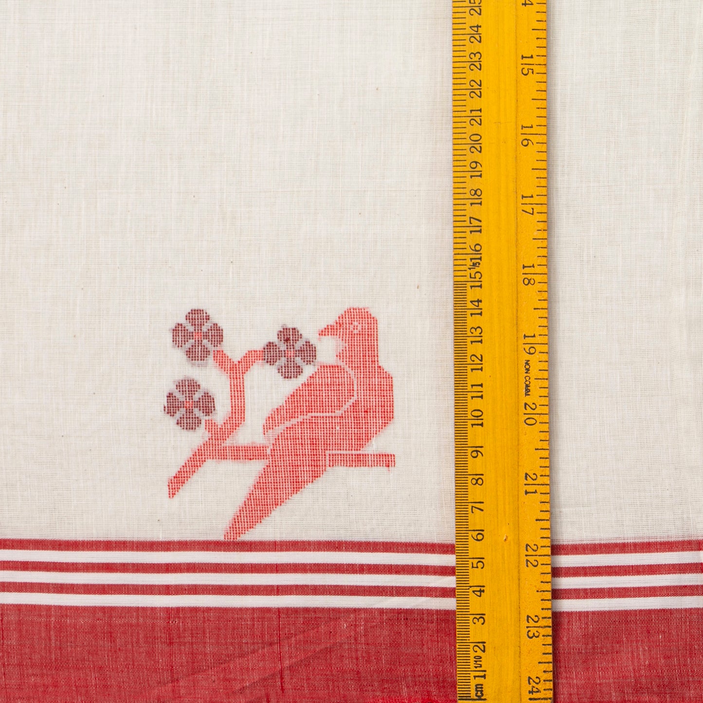 Off White And Red Dhakai Jamdani Khadi Mulmul Saree For Party Wear PV MJ 161