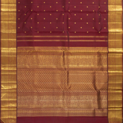 Maroon Kanjivaram Silk Saree With Medium Border Handwoven Pure Silk For Wedding Wear PV 2036