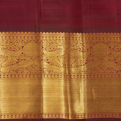 Maroon Kanjivaram Silk Saree With Medium Border Handwoven Pure Silk For Wedding Wear PV 2036