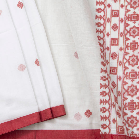 White Dhakai Jamdani Muslin Silk Saree For Party Wear PV MJ 164