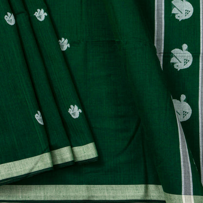 Green Dhakai Jamdani Khadi Mulmul Saree For Party Wear PV MJ 162