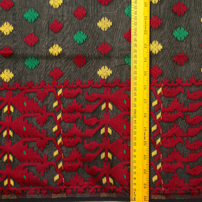 Black Dhakai Jamdani Mulmul Silk Saree For Party Wear PV MJ 152