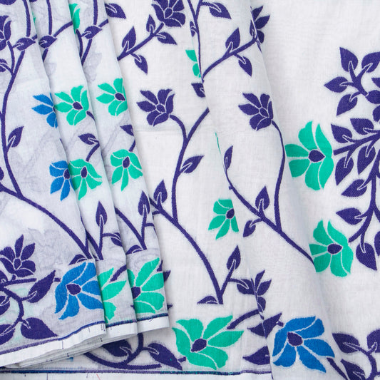 White Dhakai Jamdani Mulmul Silk Saree For Party Wear PV MJ 145