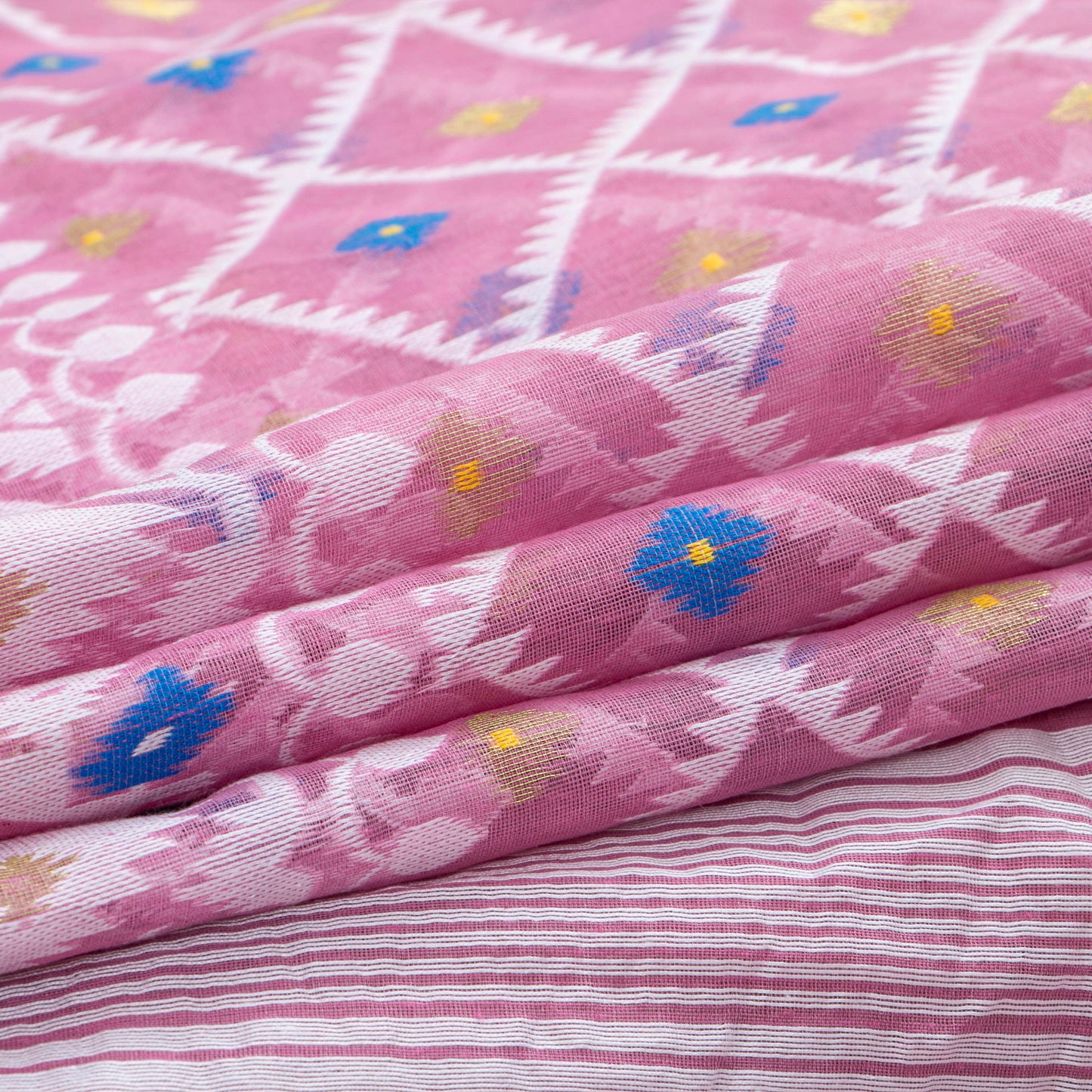 Pink Dhakai Jamdani Muslin Silk Saree For Party Wear PV MJ 146 - Dhakai Jamdhani - Panjavarnam PV MJ 146
