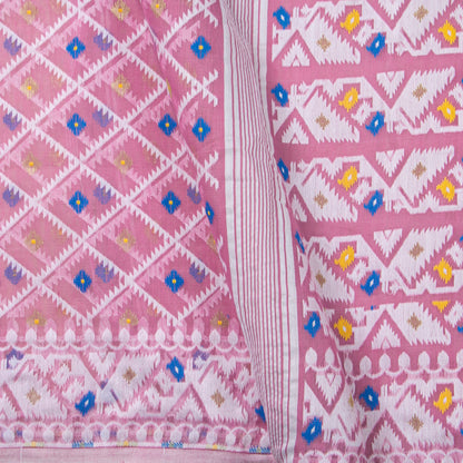 Pink Dhakai Jamdani Muslin Silk Saree For Party Wear PV MJ 146 - Dhakai Jamdhani - Panjavarnam PV MJ 146