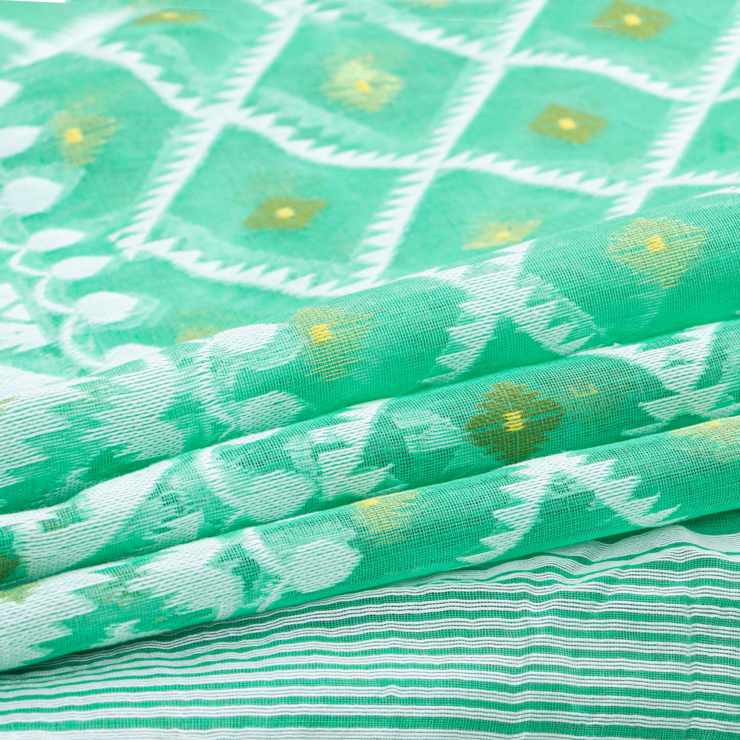 Sea Green Dhakai Jamdani Muslin Silk Saree For Party Wear PV MJ 148 - Dhakai Jamdhani - Panjavarnam 
