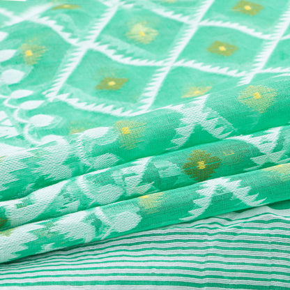 Sea Green Dhakai Jamdani Muslin Silk Saree For Party Wear PV MJ 148 - Dhakai Jamdhani - Panjavarnam 