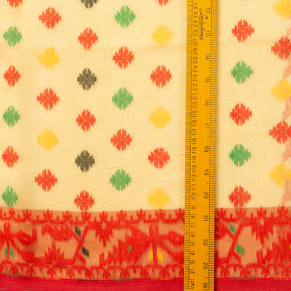 Yellow And Red Dhakai Jamdani Mulmul Silk Saree Handwoven PV MJ 67