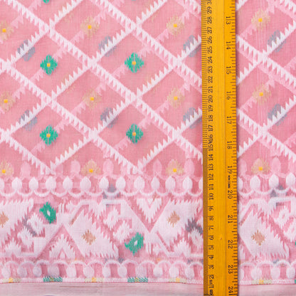 Pink Dhakai Jamdani Muslin Silk Saree For Party Wear PV MJ 147