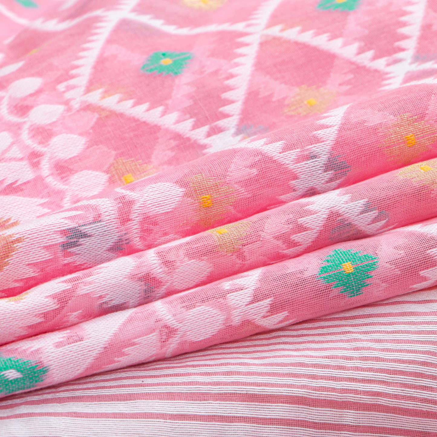 Pink Dhakai Jamdani Muslin Silk Saree For Party Wear PV MJ 147