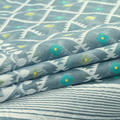 Grey Dhakai Jamdani Muslin Silk Saree For Party Wear PV MJ 149