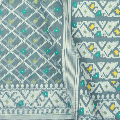 Grey Dhakai Jamdani Muslin Silk Saree For Party Wear PV MJ 149