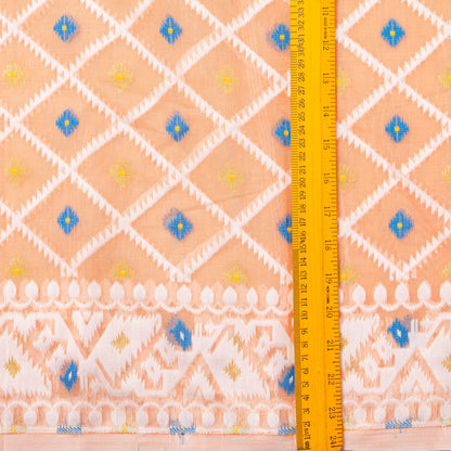 Peach Dhakai Jamdani Muslin Silk Saree For Party Wear PV MJ 150