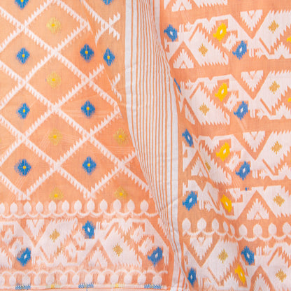 Peach Dhakai Jamdani Muslin Silk Saree For Party Wear PV MJ 150