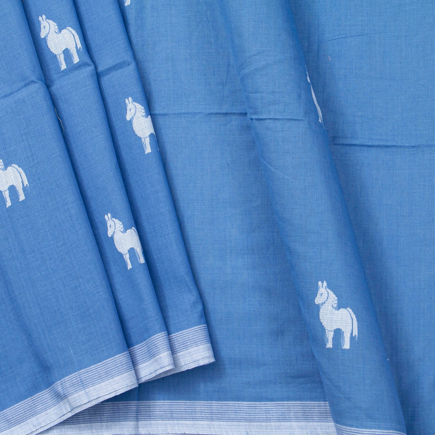 Blue Dhakai Jamdani Khadi Mulmul Saree For Party Wear PV MJ 160