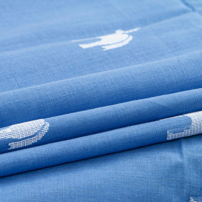 Blue Dhakai Jamdani Khadi Mulmul Saree For Party Wear PV MJ 160