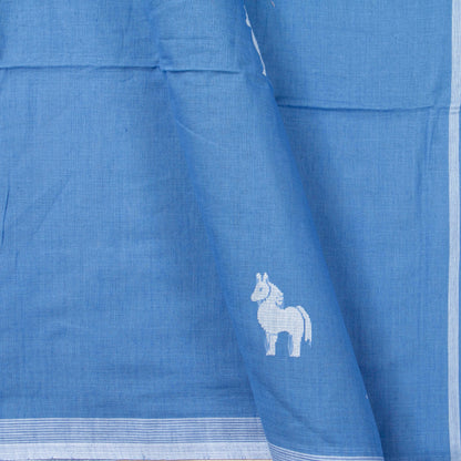 Blue Dhakai Jamdani Khadi Mulmul Saree For Party Wear PV MJ 160