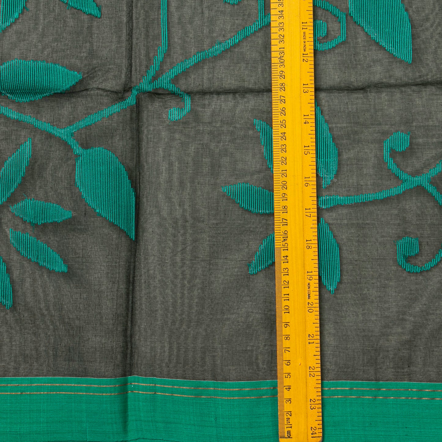 Black And Green Dhakai Jamdani Mulmul Silk Saree For Party Wear PV MJ 155