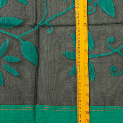 Black And Green Dhakai Jamdani Mulmul Silk Saree For Party Wear PV MJ 155