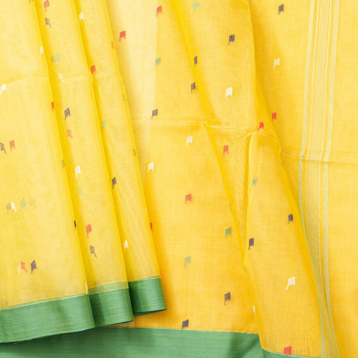 Yellow Dhakai Jamdani Khadi Mulmul Saree For Party Wear PV MJ 159