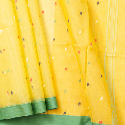 Yellow Dhakai Jamdani Khadi Mulmul Saree For Party Wear PV MJ 159