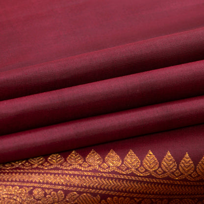 Maroon And Green Kanchipuram Silk Saree Handwoven Pure Silk No Zari Rising Border  PV NYC 1256