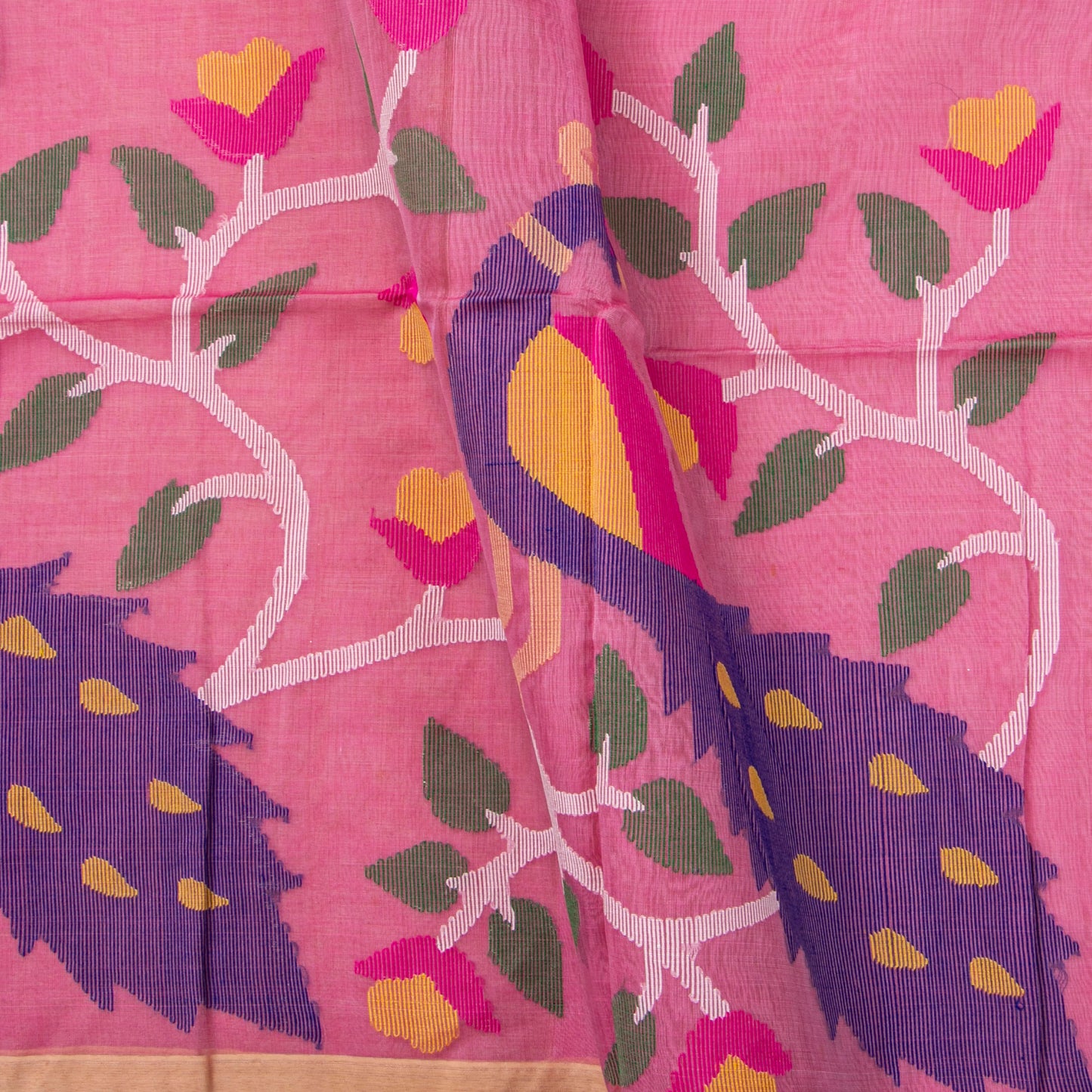 Pink Dhakai Jamdani Mulmul Silk Saree For Party Wear PV MJ 154