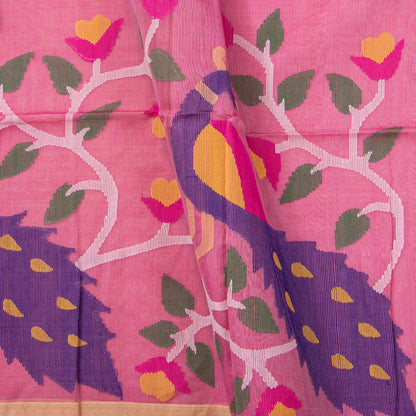 Pink Dhakai Jamdani Mulmul Silk Saree For Party Wear PV MJ 154