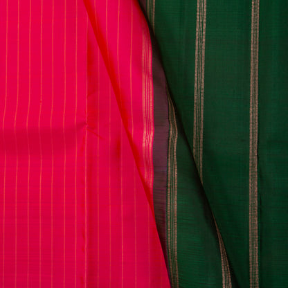 Pink, Orange And Green Half And Half Kanchipuram Silk Saree Handwoven Pure Silk For Festive Wear PV 2037