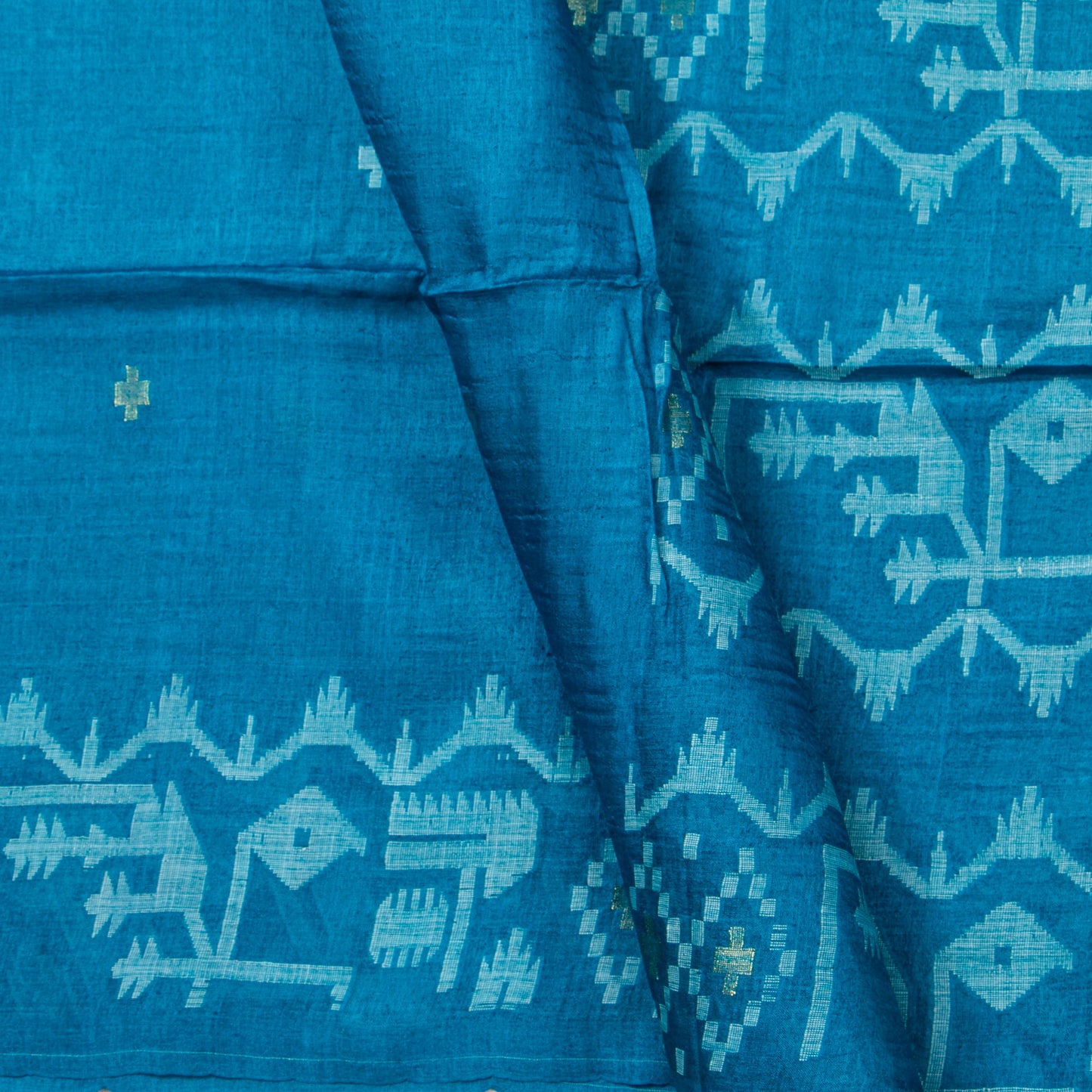 Blue Dhakai Jamdani Mulmul Silk Saree For Party Wear PV MJ 153