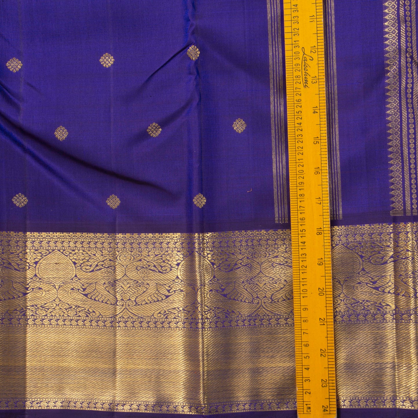 Blue Kanchipuram Silk Saree With Medium Border Handwoven Pure Silk For Wedding Wear PV 2038