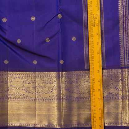 Blue Kanchipuram Silk Saree With Medium Border Handwoven Pure Silk For Wedding Wear PV 2038