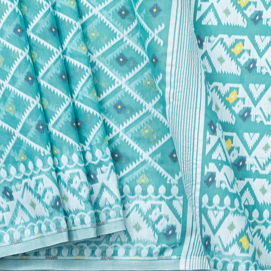 Blue Dhakai Jamdani Muslin Silk Saree For Party Wear PV MJ 151