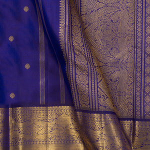 Blue Kanchipuram Silk Saree With Medium Border Handwoven Pure Silk For Wedding Wear PV 2038