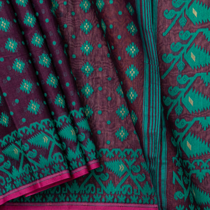 Purple Dhakai Jamdani Mulmul Silk Saree For Party Wear PV MJ 139