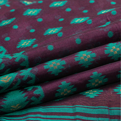 Purple Dhakai Jamdani Mulmul Silk Saree For Party Wear PV MJ 139