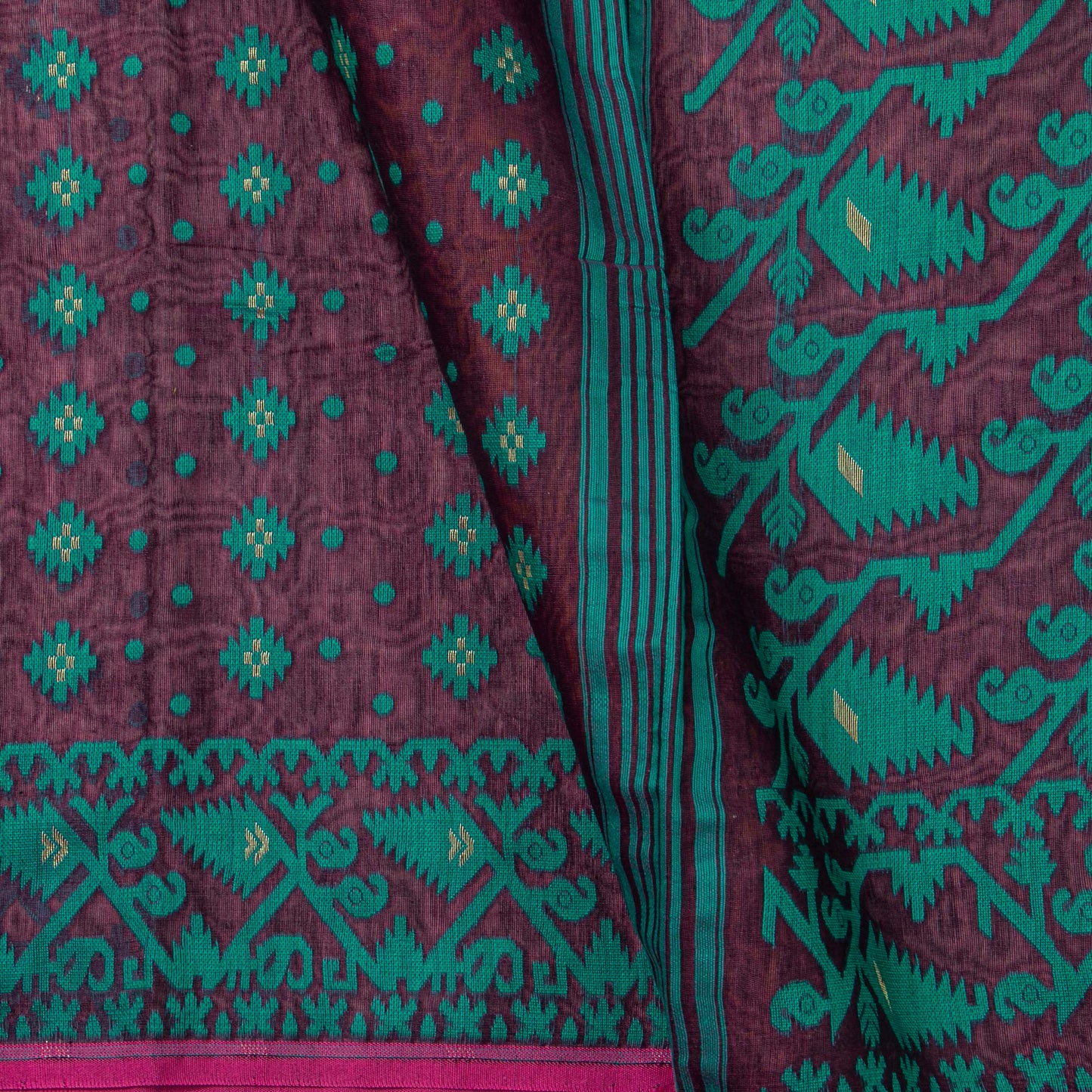 Purple Dhakai Jamdani Mulmul Silk Saree For Party Wear PV MJ 139
