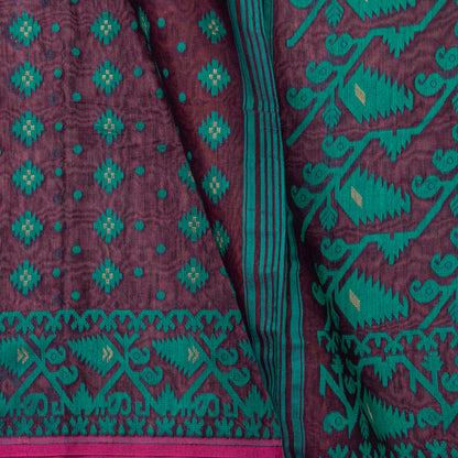 Purple Dhakai Jamdani Mulmul Silk Saree For Party Wear PV MJ 139