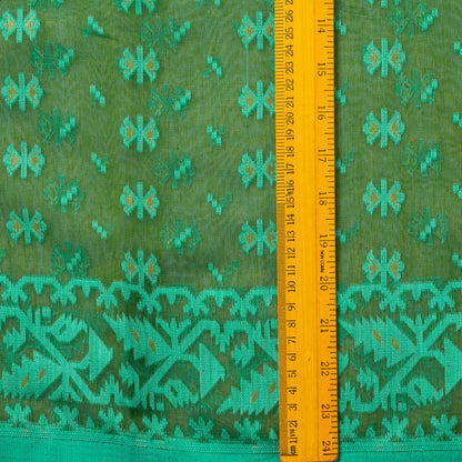 Green Dhakai Jamdani Mulmul Silk Saree For Party Wear PV MJ 144