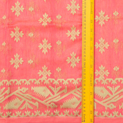Peach Dhakai Jamdani Mulmul Silk Saree For Party Wear PV MJ 142
