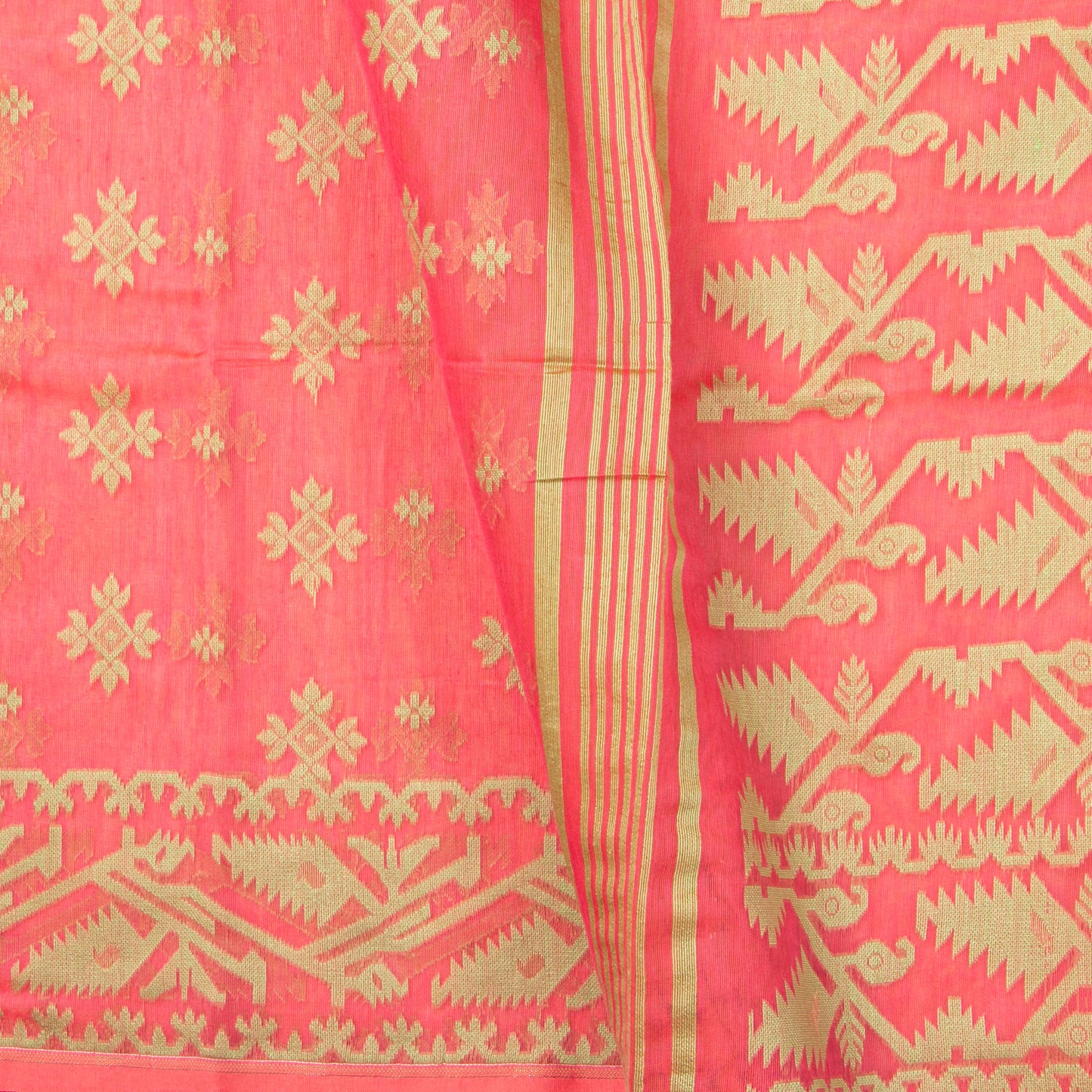 Peach Dhakai Jamdani Mulmul Silk Saree For Party Wear PV MJ 142