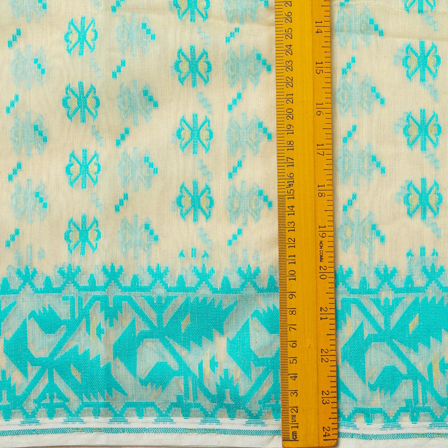 Off White And Blue Dhakai Jamdani Mulmul Silk Saree For Party Wear PV MJ 143