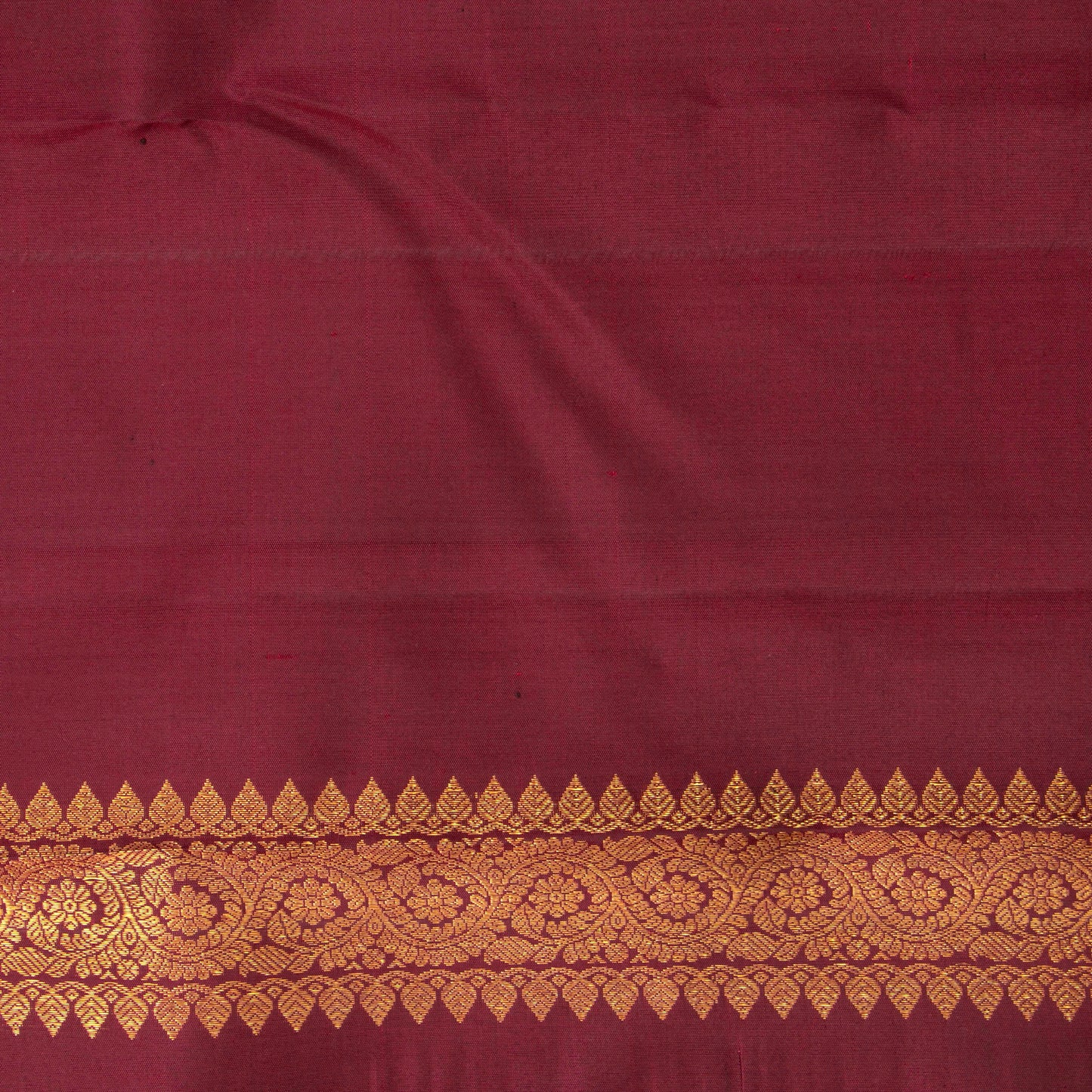 Maroon And Green Kanchipuram Silk Saree Handwoven Pure Silk No Zari Rising Border  PV NYC 1256