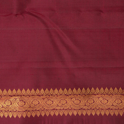 Maroon And Green Kanchipuram Silk Saree Handwoven Pure Silk No Zari Rising Border  PV NYC 1256