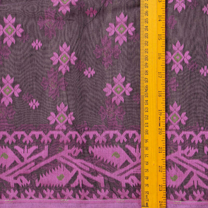 Purple and pink Dhakai Jamdani Mulmul Silk Saree For Party Wear PV MJ 138