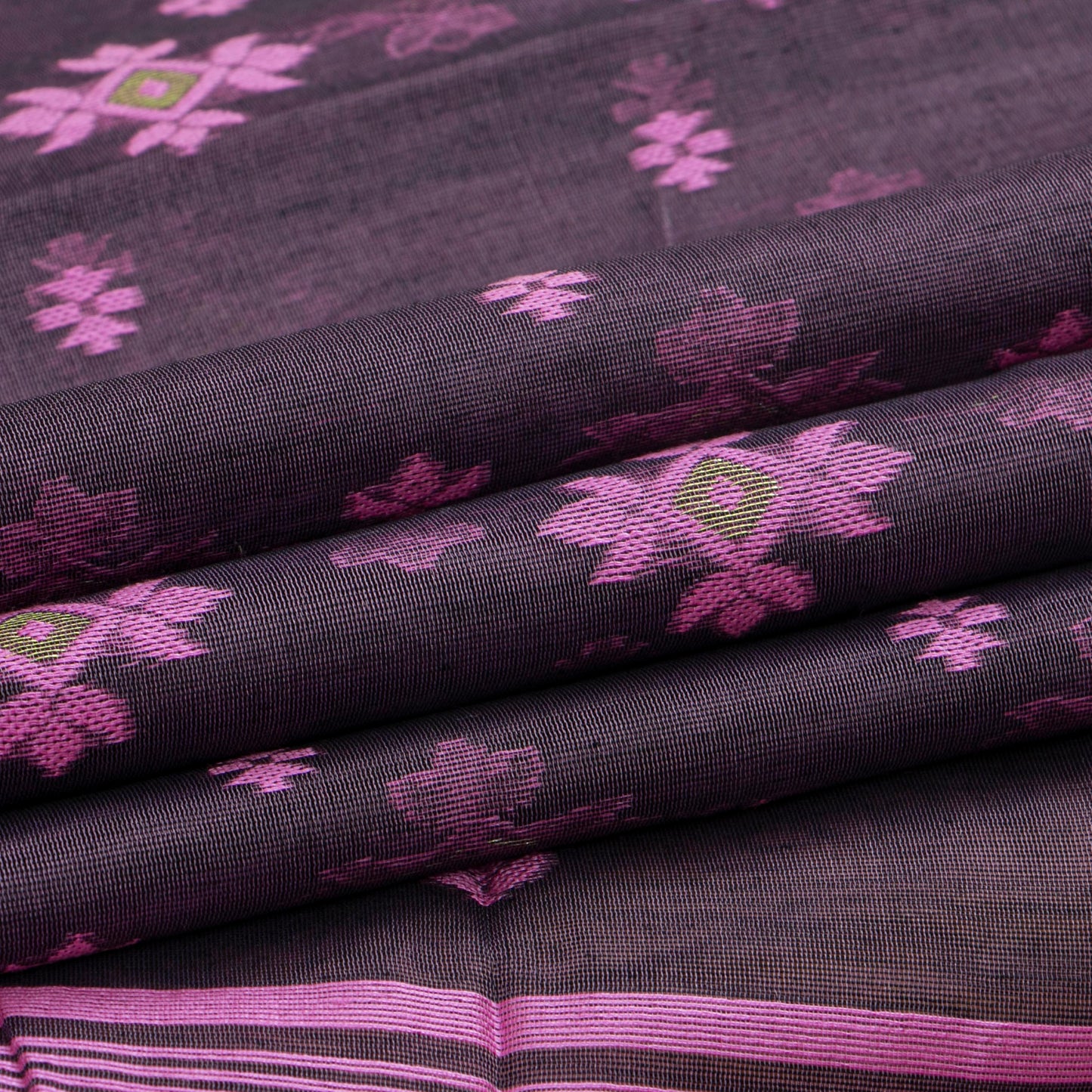 Purple and pink Dhakai Jamdani Mulmul Silk Saree For Party Wear PV MJ 138