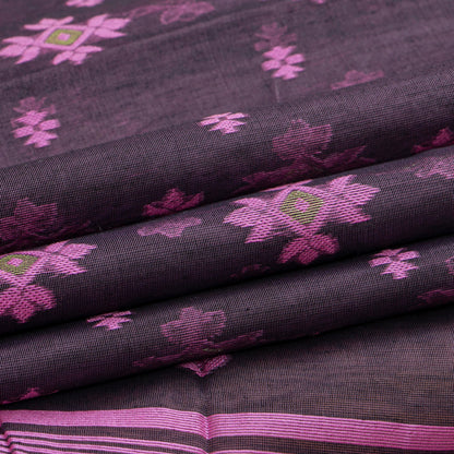 Purple and pink Dhakai Jamdani Mulmul Silk Saree For Party Wear PV MJ 138