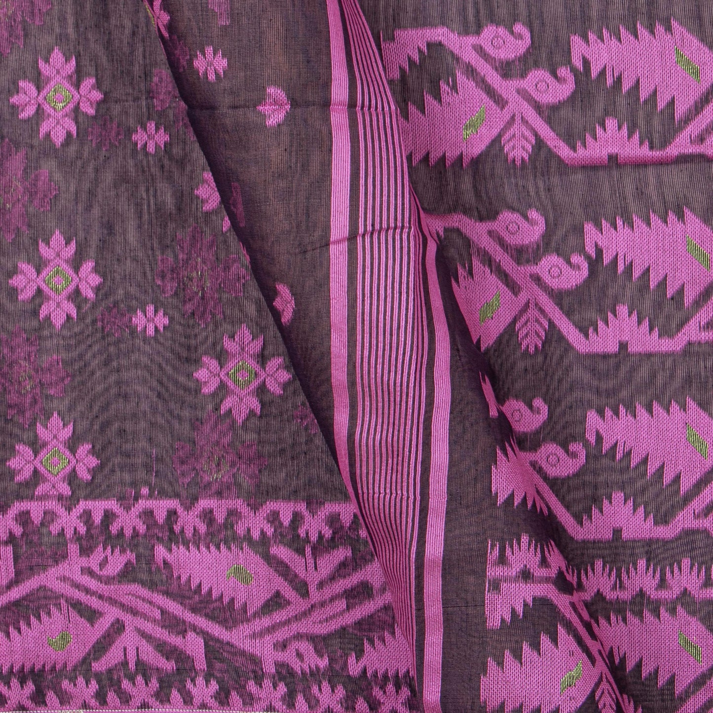 Purple and pink Dhakai Jamdani Mulmul Silk Saree For Party Wear PV MJ 138