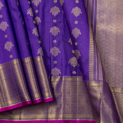 Violet Kanchipuram Silk Saree For Wedding Wear PV NYC 1766
